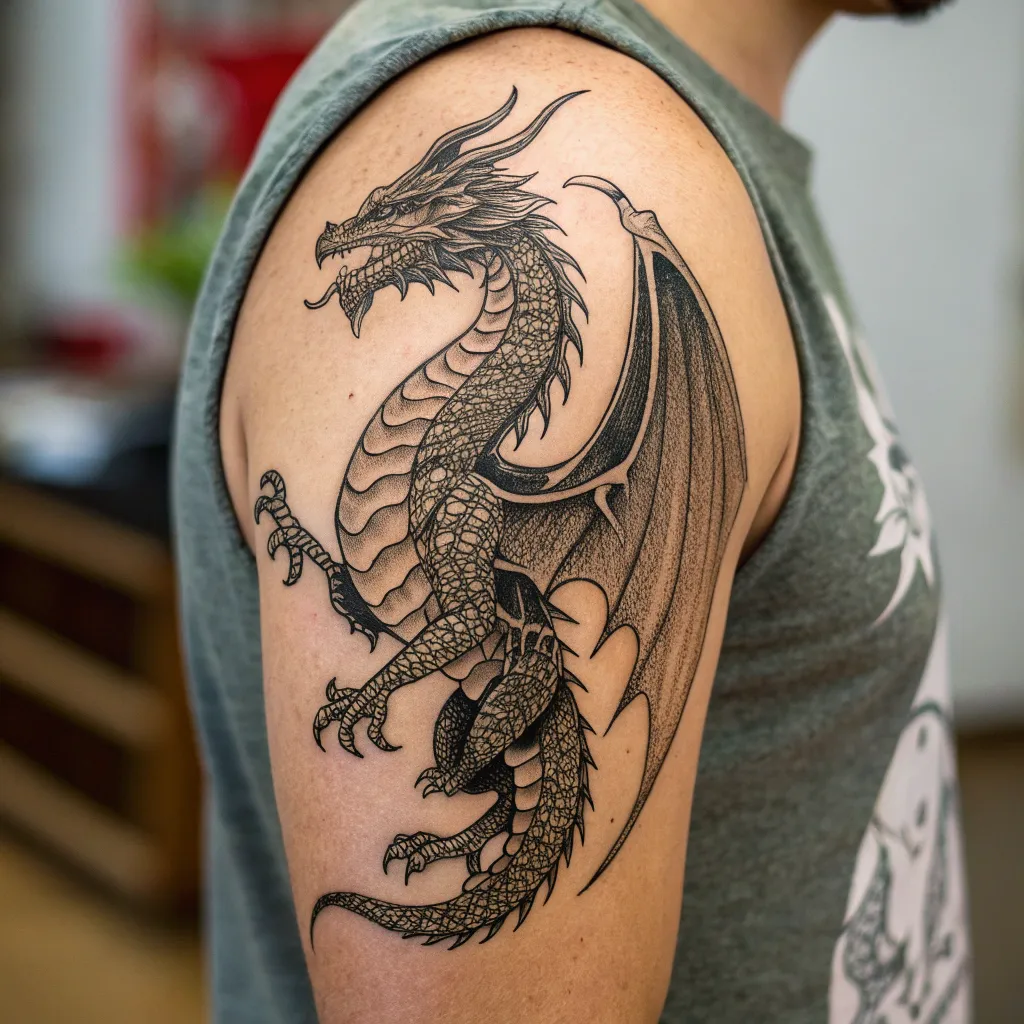 Ornate dragon tattoo design